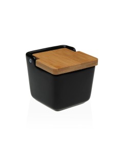 Salière avec couvercle Versa Noir Céramique 8,8 x 8,5 x 8,8 cm