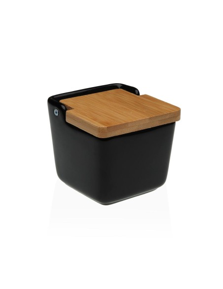 Salière avec couvercle Versa Noir Céramique 8,8 x 8,5 x 8,8 cm
