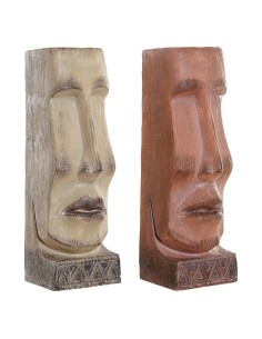 Cache-pot DKD Home Decor 16 x 17 x 49 cm Visage Beige Terre cuite Résine (2 Unités)