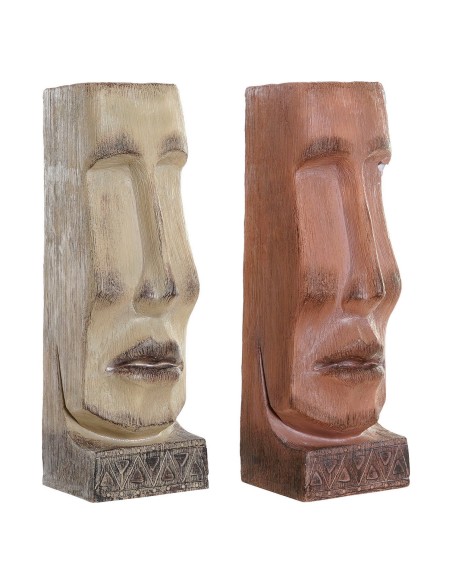 Cache-pot DKD Home Decor 16 x 17 x 49 cm Visage Beige Terre cuite Résine (2 Unités)
