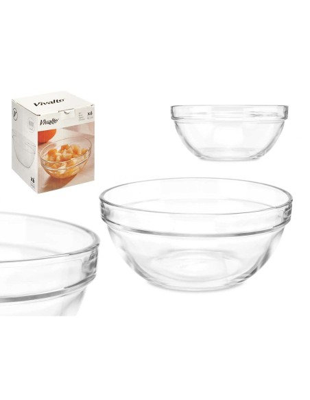 Bol mélangeur Vivalto 76760 Transparent verre 14 x 6,5 x 14 cm 6 Unités
