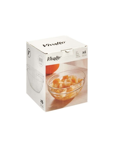 Bol mélangeur Vivalto 76760 Transparent verre 14 x 6,5 x 14 cm 6 Unités