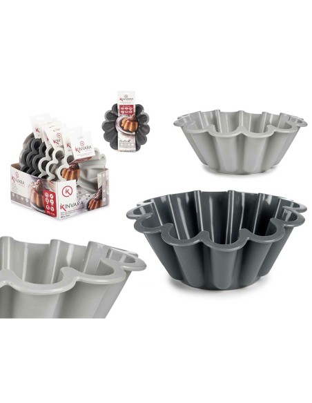 Moule à pâtisserie Kinvara HH477 Gris clair Gris foncé Silicone 1,5 L 24,5 x 10 x 24,5 cm (6 Unités)