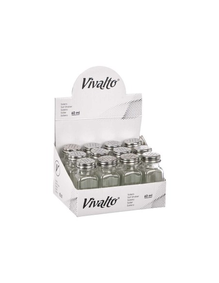 Salière Vivalto YHP-F0409/DH12 Transparent Métal verre 4 x 9 x 4 cm (12 Unités)
