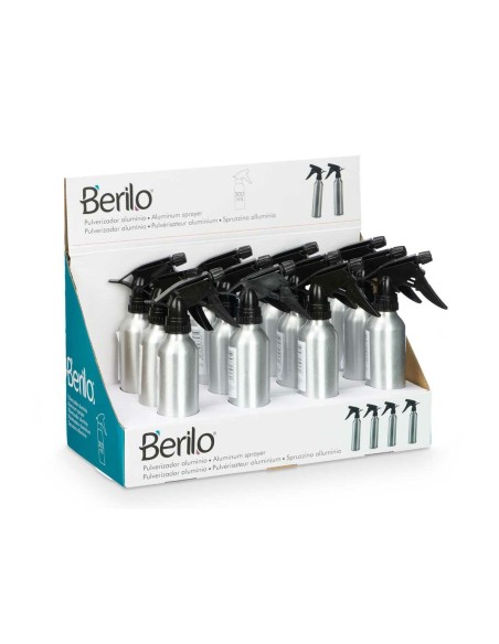 Bouteille Pulvérisatrice Berilo 37581 Noir Argenté Aluminium polypropylène 300 ml (12 Unités)