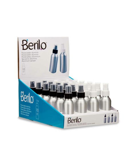 Bouteille Pulvérisatrice Berilo CH9979-2 Blanc Noir Transparent Argenté Aluminium polypropylène 100 ml (24 Unités)