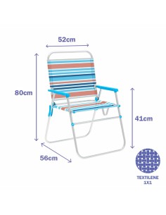 Marbueno Chaise Pliable Aluminium Rayures Orange et Bleu Plage Piscine 52X56X80 cm 2