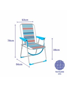Marbueno Chaise Pliable Aluminium Rayures Orange et Bleu Plage Piscine 53x56x78 cm 2