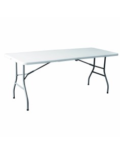 Marbueno Table Pliable Résine Blanc 180X74X74 cm Restauration, Plage, Camping 10528