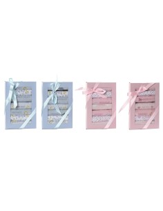 Ensemble de Bavoirs Home ESPRIT Bleu Rose Coton 19 x 29 x 3 cm (4 Unités)