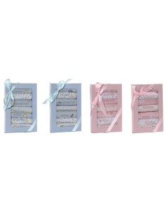 Ensemble de Bavoirs Home ESPRIT Bleu Rose Coton 19 x 29 x 3 cm (4 Unités)
