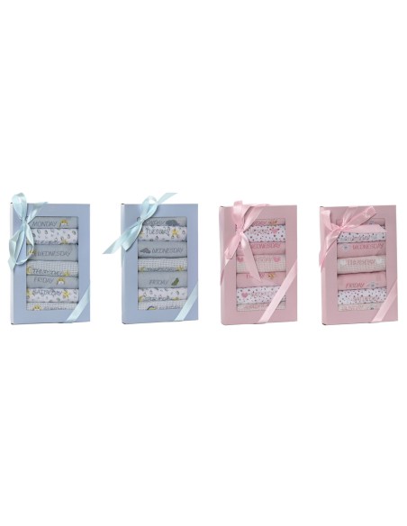 Ensemble de Bavoirs Home ESPRIT Bleu Rose Coton 19 x 29 x 3 cm (4 Unités)