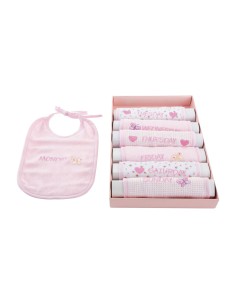 Ensemble de Bavoirs Home ESPRIT Bleu Rose Coton 19 x 29 x 3 cm (4 Unités) 2