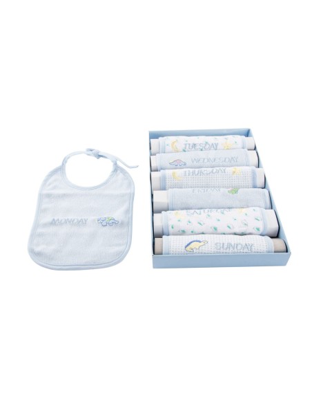 Ensemble de Bavoirs Home ESPRIT Bleu Rose Coton 19 x 29 x 3 cm (4 Unités)