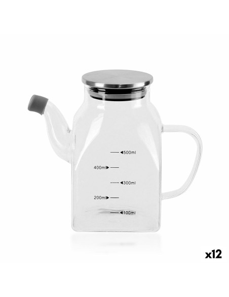 Huilier La Mediterránea Transparent Argenté Métal Verre Borosilicaté 0,5 L (12 Unités)