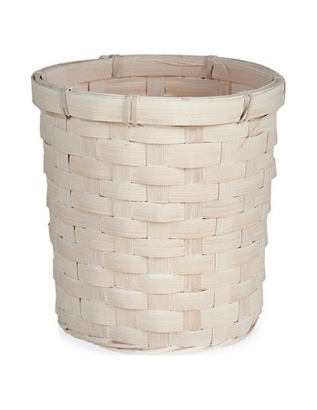 Cache-pot 17 x 15 x 17 cm Blanc PVC Bambou