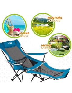 Chaise Hamac Aktive Bleu 152 x 75 x 54 cm 2