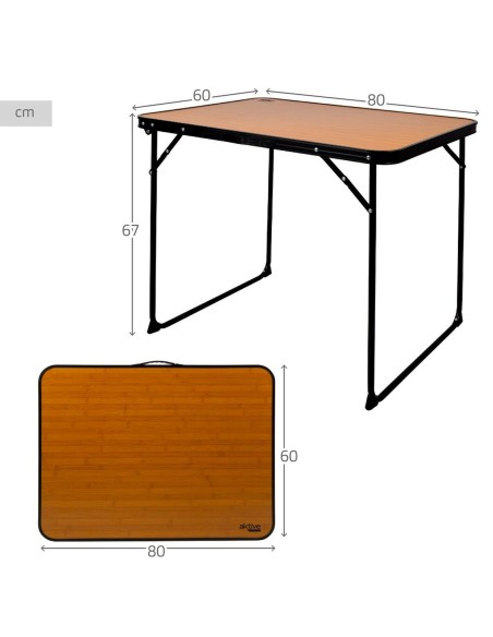 Table Piable Aktive De Camping Bambou 80 x 67 x 60 cm