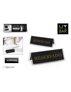 Plaque d'identification My Bar RESERVADO / RESERVED 12 x 4 cm 2 mm 24 Unités 2