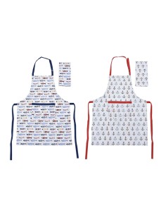 Ensemble de Cuisine DKD Home Decor Marin Polyester Coton (60 x 80 x 0,5 cm) (2 Unités)