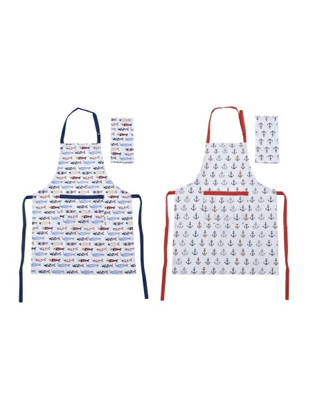 Ensemble de Cuisine DKD Home Decor Marin Polyester Coton (60 x 80 x 0,5 cm) (2 Unités)