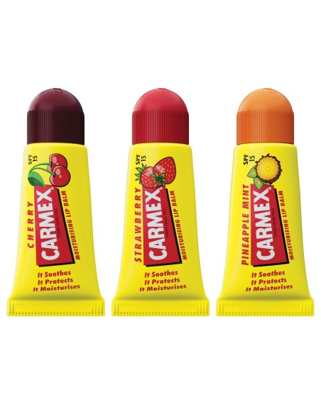 Baume à lèvres hydratant Carmex Triplo Fraise Ananas 3 Pièces Cerise Spf 15