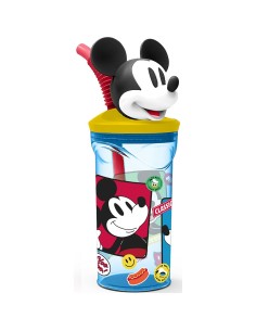 Verre avec Paille Mickey Mouse CZ11336 3D Bleu