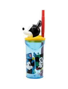 Verre avec Paille Mickey Mouse CZ11336 3D Bleu 2