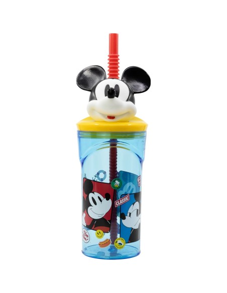Verre avec Paille Mickey Mouse CZ11336 3D Bleu