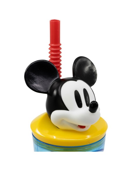 Verre avec Paille Mickey Mouse CZ11336 3D Bleu