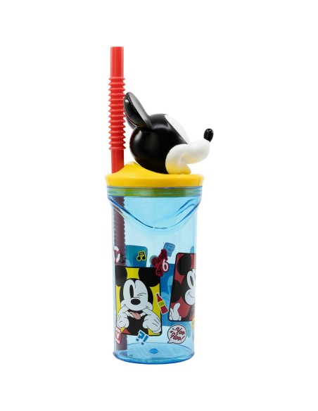Verre avec Paille Mickey Mouse CZ11336 3D Bleu