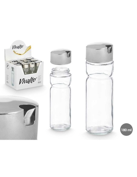 Huilier Vivalto OCT-TW022 Transparent Argenté Métal Verre Plastique 180 ml 4,6 x 15,7 x 4,6 cm (12 Unités)