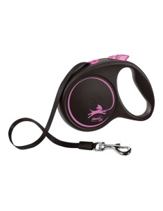 Laisse pour Chien Flexi BLACK DESIGN Noir Rose S