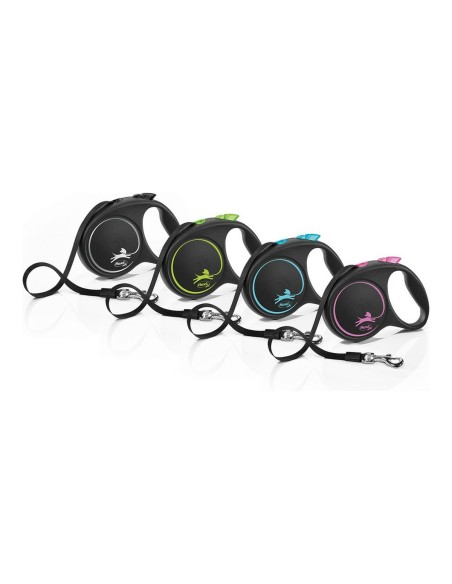 Laisse pour Chien Flexi BLACK DESIGN Noir Rose S