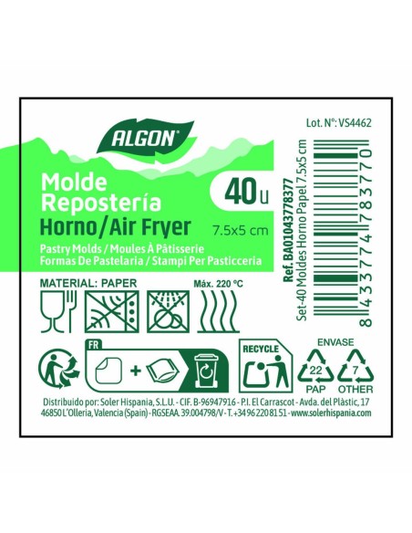 Moule pour four Algon 4,5 x 5 cm (40 Pièces) (24 Unités)