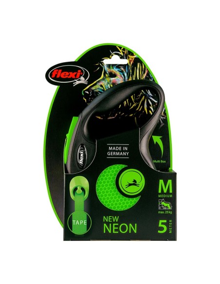 Laisse pour Chien Flexi NEW NEON 5 m Taille M Vert