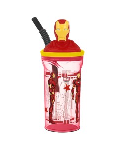 Verre avec Paille The Avengers Iron Man Rouge 3D