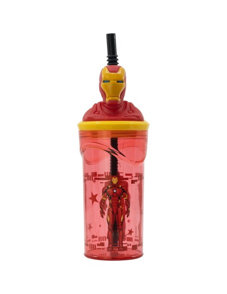 Verre avec Paille The Avengers Iron Man Rouge 3D