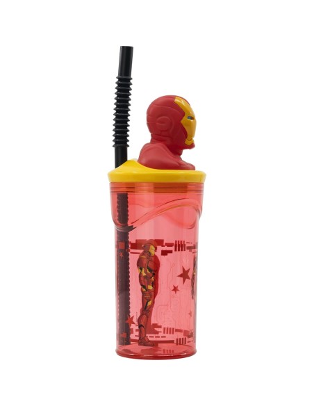 Verre avec Paille The Avengers Iron Man Rouge 3D