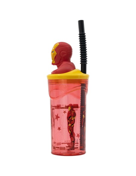 Verre avec Paille The Avengers Iron Man Rouge 3D