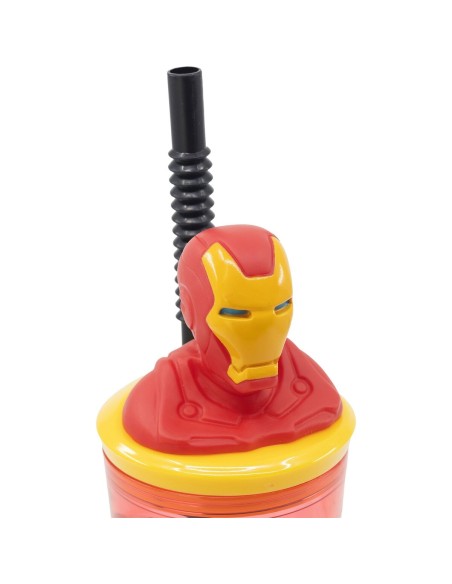 Verre avec Paille The Avengers Iron Man Rouge 3D