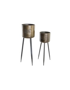 Set de pots DKD Home Decor Noir Champagne Métallisé Métal Loft 30 x 40 cm 25 x 25 x 80,5 cm (2 Unités)