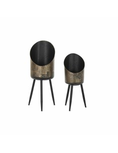 Set de pots DKD Home Decor Noir Cuivre Métal Vintage 26 x 26 x 70 cm