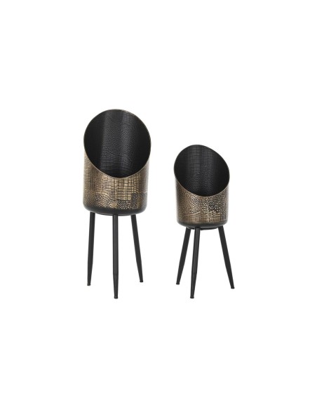 Set de pots DKD Home Decor Noir Cuivre Métal Vintage 26 x 26 x 70 cm