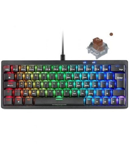 Clavier pour jeu Mars Gaming MKMINIPROBRES Noir Qwerty US