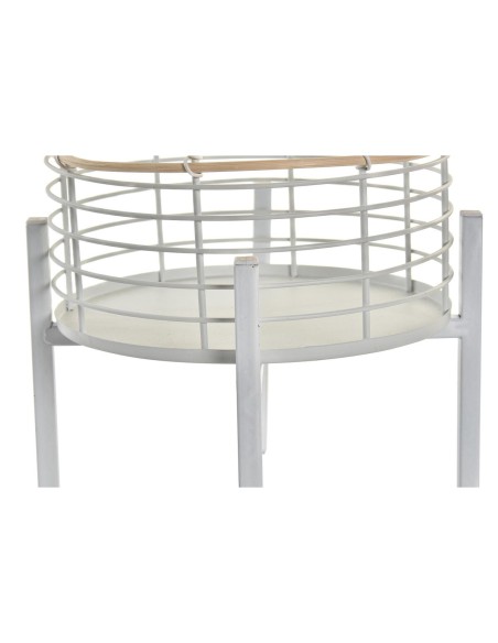 Set de pots DKD Home Decor Blanc Naturel Métal Rotin Carré 25 x 25 x 32 cm (2 Unités)