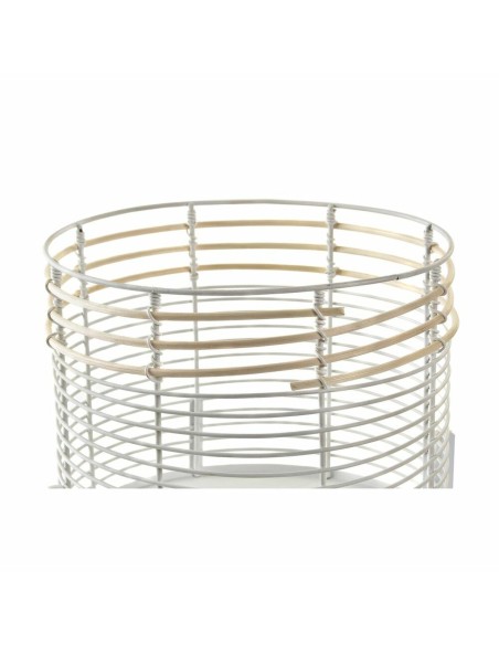 Set de pots DKD Home Decor Blanc Naturel Métal Rotin Carré 25 x 25 x 32 cm (2 Unités)