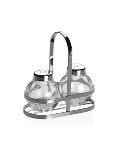 Salière et Poivrière Versa Argenté Métal Verre