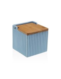 Salière avec couvercle Versa Bleu Céramique Bambou Dolomite 11 x 11 x 11 cm