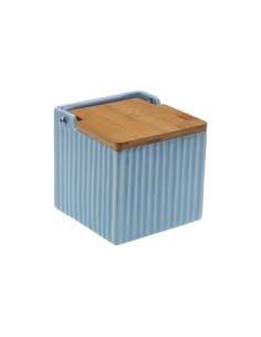Salière avec couvercle Versa Bleu Céramique Bambou Dolomite 11 x 11 x 11 cm 2